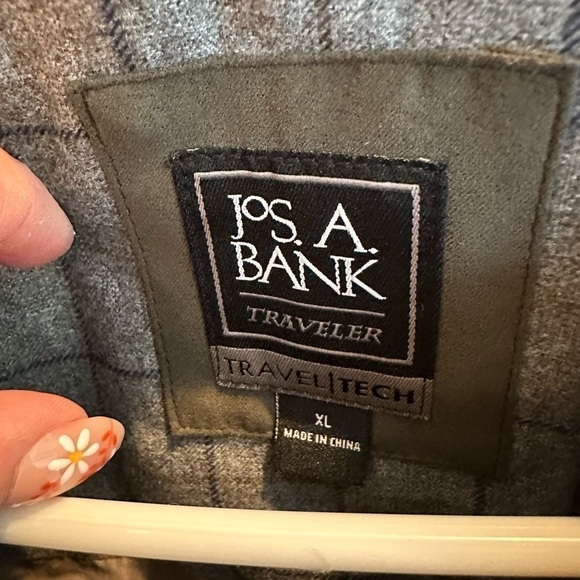 Mens Jos A Bank Travel Tech Collared Overcoat Beige Trench Coat Jacket Size XL - Picture 2 of 3